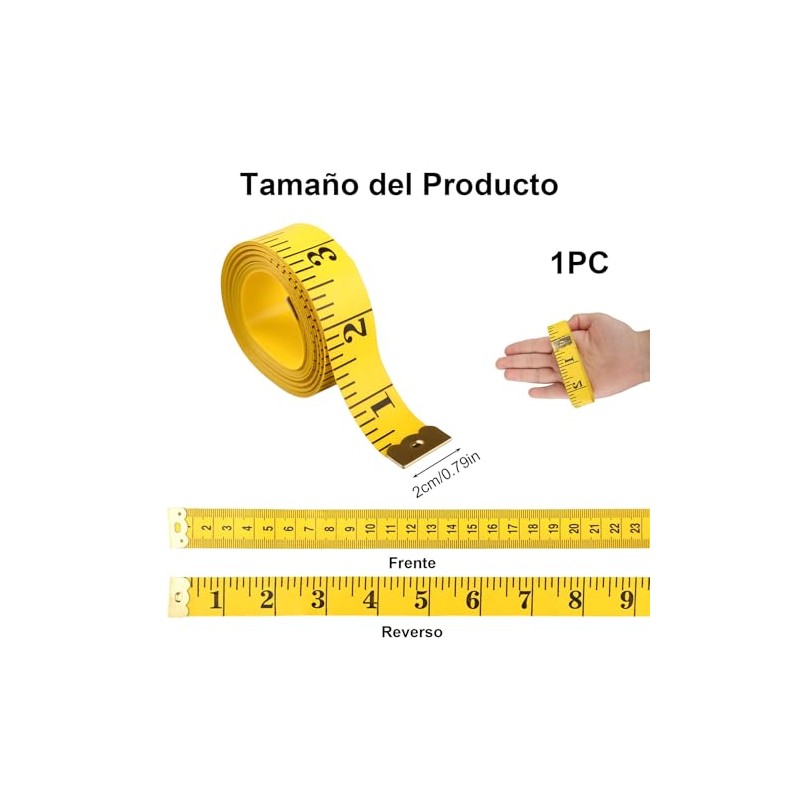 3M Cinta Metrica Corporal Lateral, Cinta para Medir Doble Escala