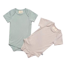 KYTE BABY Unisex Bodysuits, 2-Pack Short Sleeve Baby Bodysuits, 97% Rayon made from Bamboo, 3% Spandex (12-18 Months, Sage+Oat)