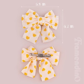 Framendino, 6 Pack Bow Hair Clips Love Sweet Heart Bowknot Hair Clip Large Ribbon Bows Hair Barrettes for Women Girls Hair Accessories