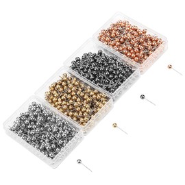 800 Alfileres Redondos con Cabeza de Perla, Alfileres Rectos para Acolchado con Estuche Transparente para el Marcado de Tela del Tablero de Corcho del Mapa del Mundo