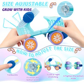 SMOOJOY Adjustable Kids Quad Inline Skates for Boys and Girls Ages 2-6 - Comfortable and Safe Outdoor/Indoor Roller Skates for Kids,Beginner,Durable and Fun Children's 4 Wheels Rollerskates