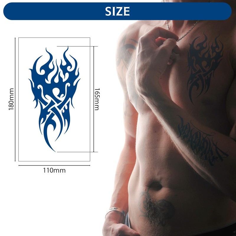 isla&bolso Jagua Tattoo Stickers, Realistic Long Lasting, Large Tattoos, Men's