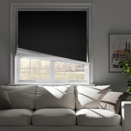 NIGHTON 100% Blackout Curtains for Bedroom, No Drill Blackout Blinds with Upgraded Hook and Loop Tape, Portable Blackout Curtains for Window Cover Baby Nursery,Travel,RV- 1 Panel Black 22'' W x 64" L