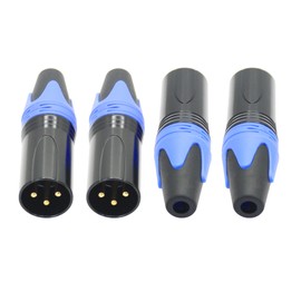 Riertostng 4Pcs 3 Pin XLR Microphone Cable Plug, XLR Audio Microphone Speakers Male Plug Socket, for DMX Signal Microphone Speakers Audio Transmission Replacement