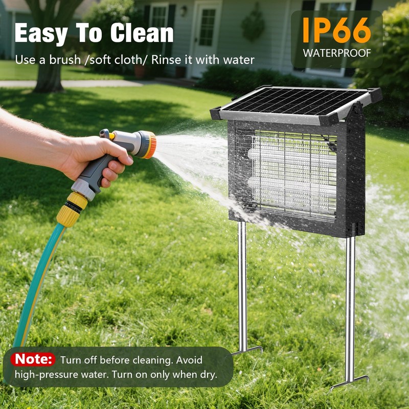 Solar Bug Zapper Outdoor, 4500V Mosquito Zapper Waterproof with Panel