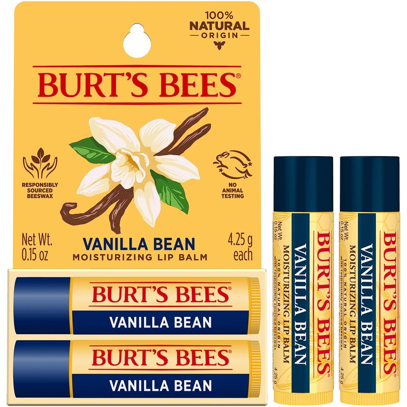 Burt's Bees Vanilla Bean Moisturizing Lip Balm, 100% Natural Origin,