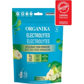 Organika Electrolytes Powder - Sabor Pepino y Pera, Hidratación Sin Azúcar, 20 Sachets (3.5g Cada Uno) - Reposición de Electrolitos y Hidratación para Actividad Física