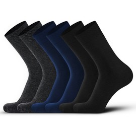 DarkCom Mens Socks 9-11 Multipack, Black Gray Navy Blue Socks, Seamless Cuff, Soft Durable, No Shrinkage, Black Socks Mens 6-11, Smart Dress Socks, 6 Pairs 9-11