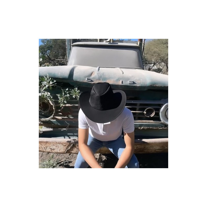 AIMBEAR Sombrero de Piel Color Negro con Malla | Plegable,