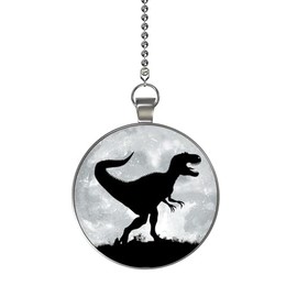 Gotham Decor Allosaurus Dinosaur Moon Glow in The Dark Ceiling Fan and Light Pull Chain Double Sided