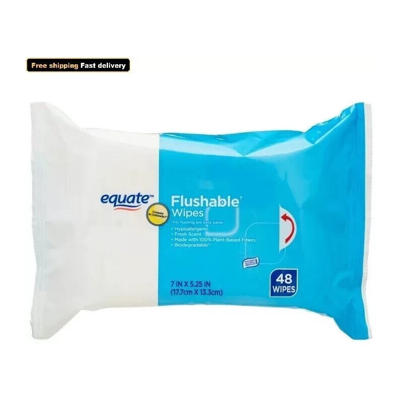 Equate Flushable Wipes, Fresh Scent, 5 packs of 48 wipes,