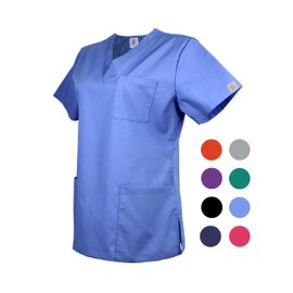 JONATHAN UNIFORM Tunic Women's Care Work Wear 3 Pockets V-Neck Doctor Costume Medical Work Wear Women, blue
