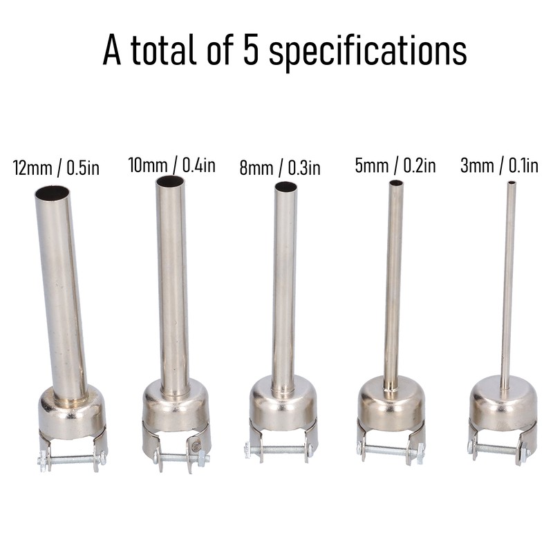 5Pcs Hot Air Gun Nozzle Kit Lengthened Straight 850 BGA