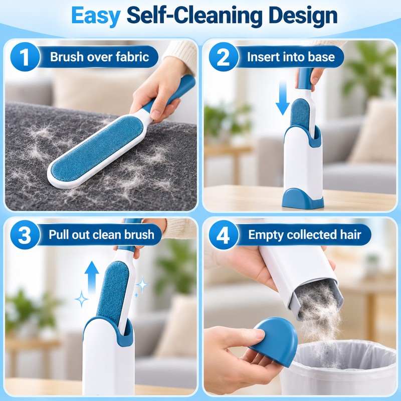 Reusable Pet Hair Remover Brush for Sofas, Carpets & Clothing