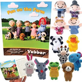 Finger Puppet Set | Fun on the Farm Storytime | Learning Aid | 12-Pack | Read to Toddlers, Preschool Students & Children - Storytelling Reading Rhyme Book