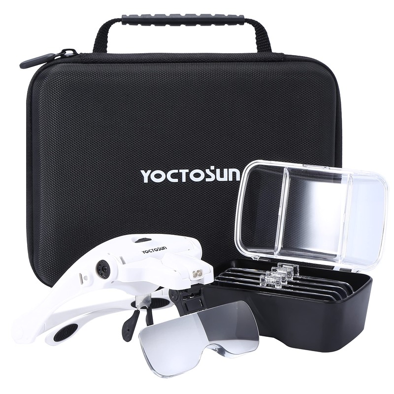 YOCTOSUN Magnifying Glasses with Light, Head Mount Magnifier with 5