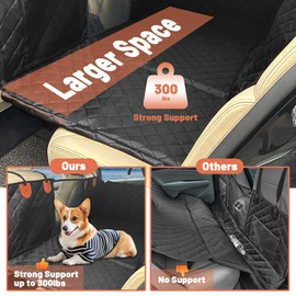 TIEXITOR Back Seat Extender for Dogs, Dog Car Seat Cover with Hard Bottom for Back Seat, Waterproof Pet Hammock Back Seat Pet Protector for Cars Truck SUV