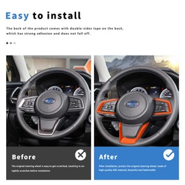 Auovo Steering Wheel Cover Trims for Subaru Crosstreck Outback Legacy Accessories 2018-2025 2026 Steering Wheel Panel Frame Covers for Subaru Impreza 2017-2026/19-26 Forester/Ascent 2018-2026 (Orange)