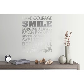 27"x24" Have Courage Smile Forgive Always Be an Example Do Your Best Say I Love You Thankful Please Thank You Say Prayers Collage Saying Wall Decal Sticker Art Mural Home Decor