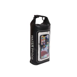 Plliocse Dry Bag Waterproof Dry Bag Phone Pouch, 2 in 1 Dry Sack and Phone Bag, 2L Small Boat Dry Bags with Adjustable Shoulder Strap for Hiking, Camping, Cycling (Black)