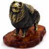 Solid Brass Amber Figurine of Pomeranian Spitz dog IronWork