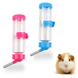 2 PCS Cage Water Bottle No Drip Small Animal Water Bottle Pet Water Bottle for Rabbit Guinea Pig Hedgehog Squirrel Hamster and Other Small Animals