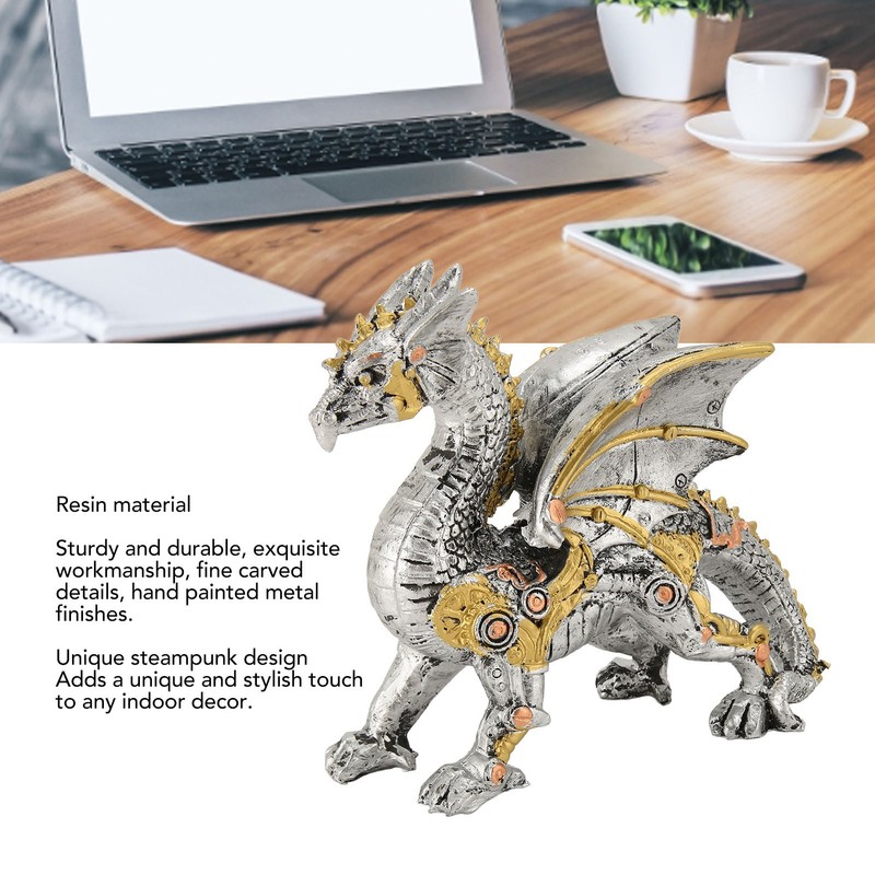 Mechanical Steampunk Dragon Sculpture Decorative Resin Dragon Statue for Bedrooms