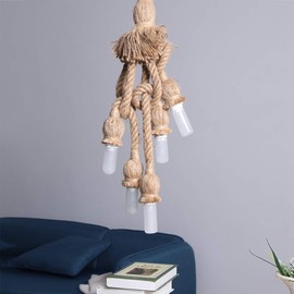 5 Vintage Hanging Light Cord, 5 Vintage Hanging Hemp Rope Plug in Pendant Light Cord Kit for Light Retro Lamp Ceiling Pendant E27 Base