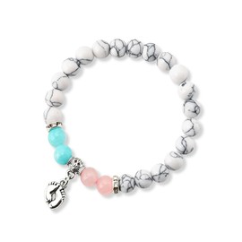 New Mom Gifts for Women Daughter Wife Mama Bracelet for Women Friend Sister Pregnancy Gifts for First Time Moms to Be Gifts for New Mom Mama To Be Bracelet Beads with Feet Prints