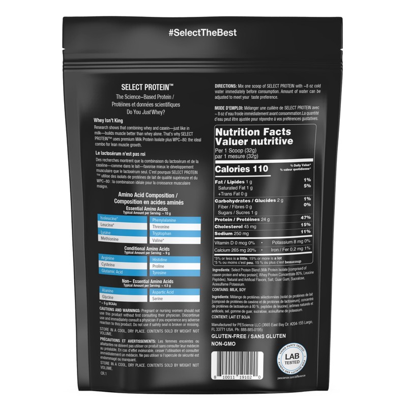 PEScience Select Protein Powder, Whey and Casein Blend, Clean Protein
