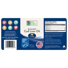 Blue Ice Aceite de hígado de bacalao fermentado, sabor naranja, 120 cápsulas