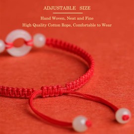 Lucky Buckle Bracelet: Adjustable Bracelet for Protection, Friendship, Men's Bracelet, Perfect Couples, Best Friend Bracelet, Bracelets for Mens Womens Amulet Gifts, Jade Peace Buckle Bracelet (Red)