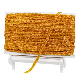 Trenza tejida de poliéster de 52 yardas de 8 mm para tapicería, disfraces, manualidades, disfraces, decoración del hogar (oro profundo)