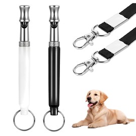 Dog Barking Stopper, Dog Training Whistle with Lanyard for Recall and Behavior Correction, Adjustable Ultrasonic Dog Whistle, 2 Pack