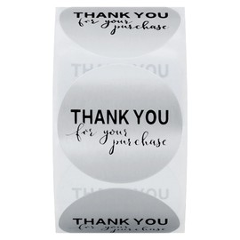 Hylabelest Silver Foil Thank You for Your Purchase Stickers 1.5 Inch Round Bussiness Labels (Silver)