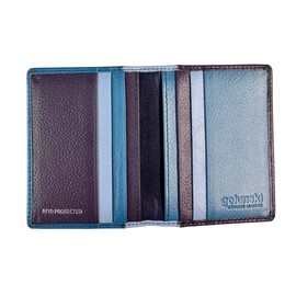 Golunski RFID Protection Real Leather Slim 16 Store Card Holder 889 for Men & Women (Navy Blue, Light Blue & Turquoise)