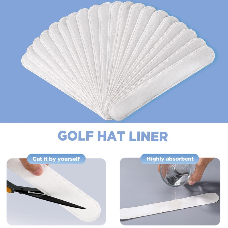 Gejoy Golf Hat Liner Absorbent Sweat Pad Disposable for Baseball