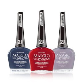 MASGLO Gel Evolution Nail Polish Style 1 Set 3 PCs Shades of Differents Color - No U/V Lamp, Duration Up to 12 days