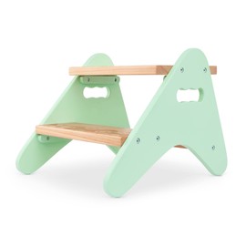 B. spaces by Battat – Kids Wooden Two Step Stool – Peek-A-Boost – Mint & Wood