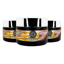 Crema de Vitamina E JYE libre de químicos, Hidratante facial, textura ligera, antienvejecimiento, antiedad, rejuvenecedora. Incluye 3 frascos