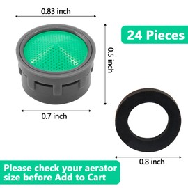 20 Pack Faucet Aerator, Faucet Flow Restrictor with Washers Replacement Parts Insert Sink Aerator for Bathroom or Kitchen, (Green, 2.2 GPM)
