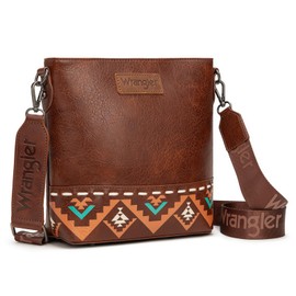 Wrangler Brown Crossbody Bags for Women Medium Shoulder Bag Cross Over Aztec Womens Handbag Messenger Bag WG297-8360BR