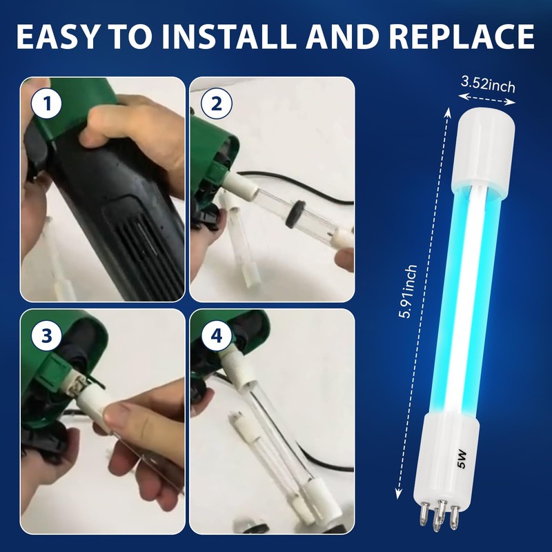 Giokyi 2 Pack 5W UV Bulb for Pond Filter Replacement