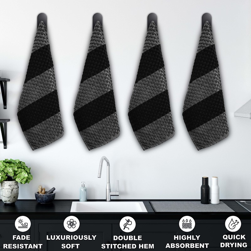 LIXURIATE Stripe Designed Tea Towels for Kitchen - 100% Cotton