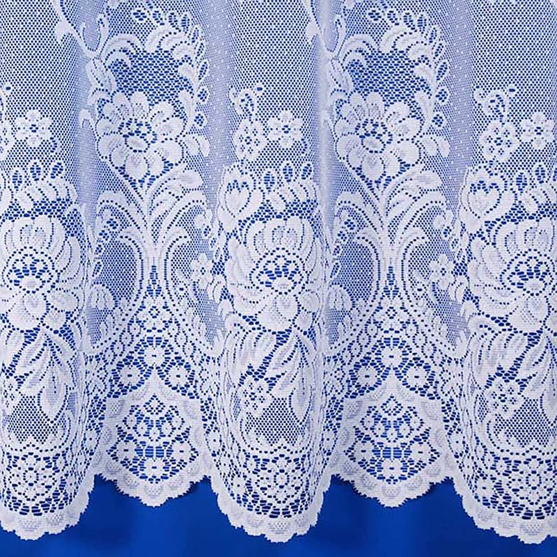 Maple Textiles Canterbury White Net Curtain Flowers Floral Pattern Sold