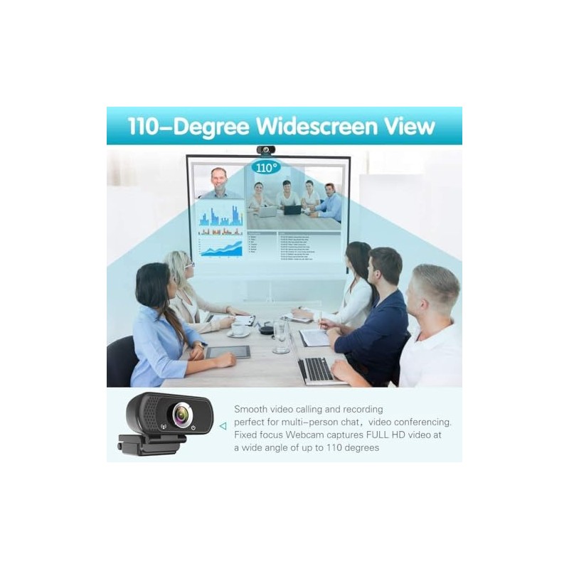 1080P Webcam,Live Streaming Web Camera with Stereo Microphone, Desktop or