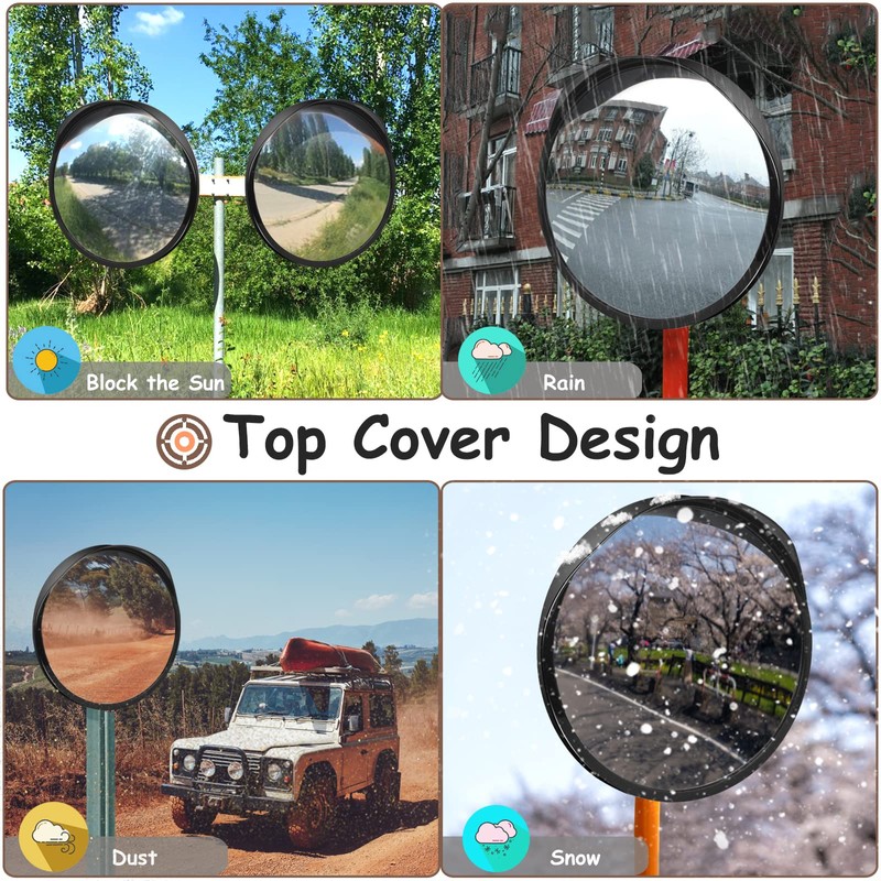 Hydencamm Convex Safety Mirror 𝟮𝟰" 𝗔𝗿𝗰𝘆𝗹𝗶𝗰 𝗗𝗿𝗶𝘃𝗲𝘄𝗮𝘆 𝗠𝗶𝗿𝗿𝗼𝗿, Outdoor Security