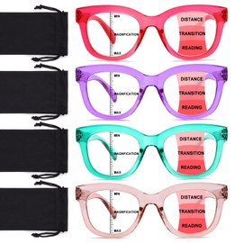 CHOFILORD Progressive Multifocus Reading Glasses for Women Men Blue Light Blocking Computer No Line Multifocal Readers (A3 Multicolor, 1.25, Diopters)