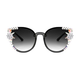 FEISEDY Women Diamond Sunglasses Cat Eye Oversized Gradient Lens Sparkling Vintage Sunglasses B2964