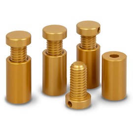 Precisiongeek Gold Aluminium Diameter 12 mm Spacer Wall Bracket, Sign Mount, Sign Holder, Bracket System, Glass Fixing L = 20 mm